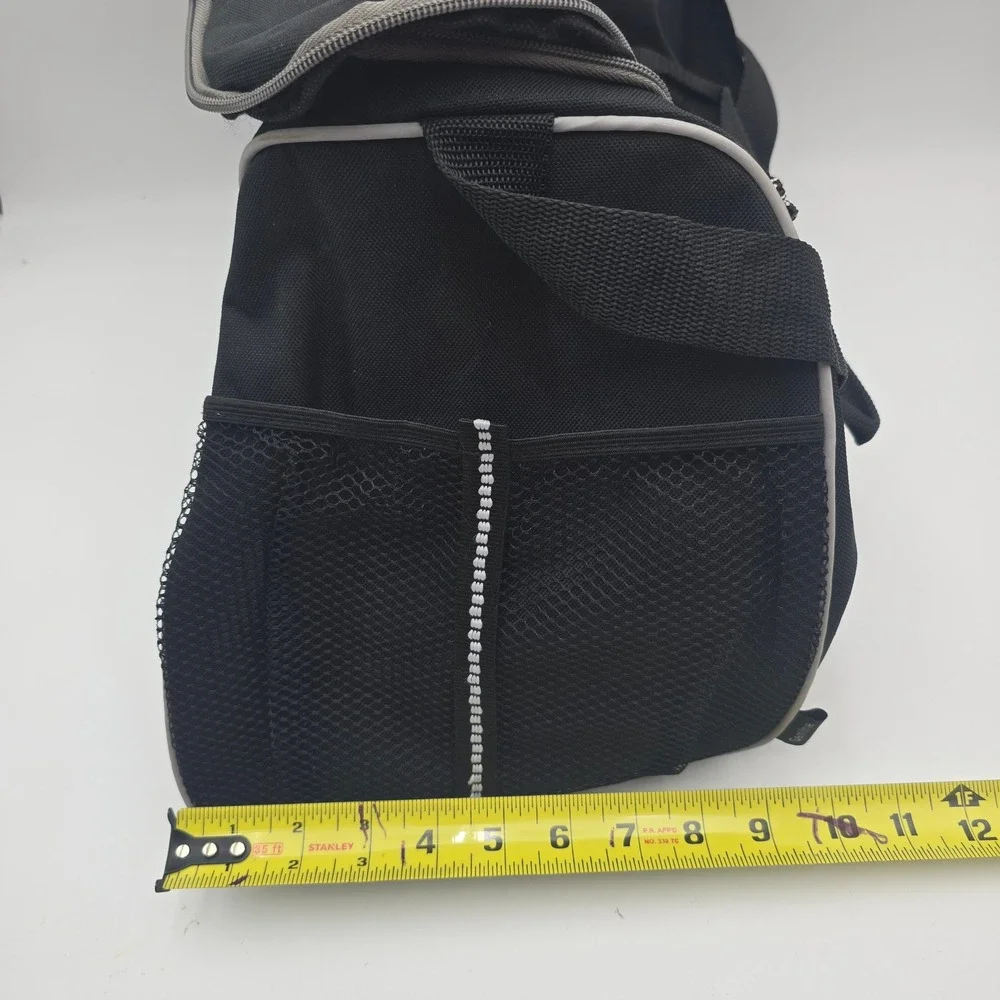 Powerade Black Canvas Athletic Duffel Gym Bag Reflective Trim Shoulder Strap - Picture 9 of 10